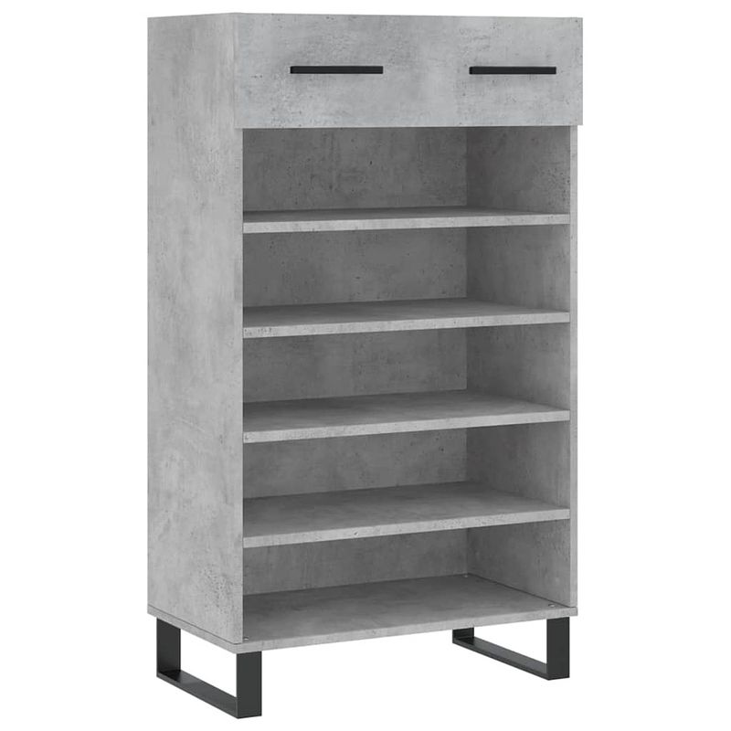 Foto van The living store schoenenkast - betongrijs 60 x 35 x 105 cm - duurzaam bewerkt hout en ijzer