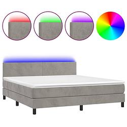 Foto van The living store boxspring bed - fluweel - 180x200 - led verlichting - pocketvering - huidvriendelijk