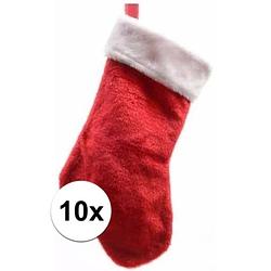 Foto van 10x pluche kerstsokken 40 cm rood/wit - kerstsokken
