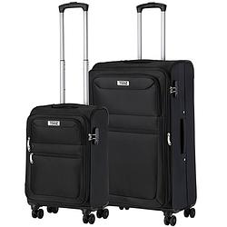 Foto van Travelz softspinner tsa kofferset - 2-delig handbagage + groot formaat - dubbele wielen - zwart