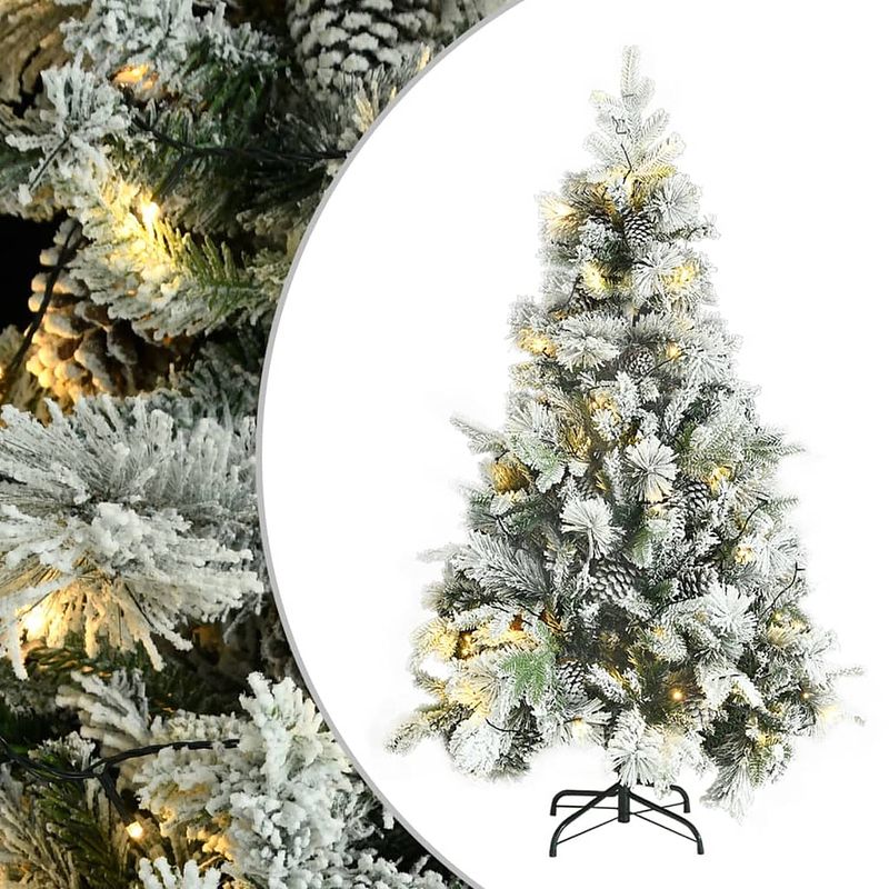 Foto van Vidaxl kerstboom met led'ss, dennenappels en sneeuw 120 cm pvc en pe