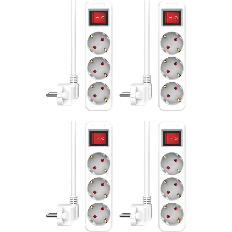 Foto van Elro es103 stekkerdoos - schakelaar - 3w - wit - 4-pack