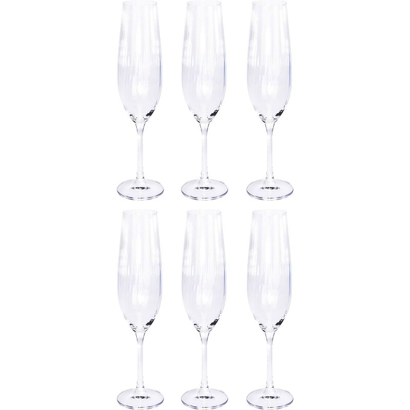 Foto van 6x champagneglazen/flutes 26 cl/260 ml van kristalglas - kristalglazen - champagneglas