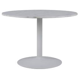 Foto van 24designs becky ronde eettafel 4 personen - 110 cm - wit marmer - wit onderstel