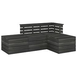 Foto van Vidaxl 4-delige loungeset pallet massief grenenhout donkergrijs