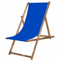 Foto van Houten ligstoel strandstoel ligstoel verstelbaar beukenhout handgemaakt blauw