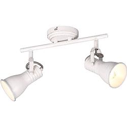 Foto van Led plafondspot - plafondverlichting - trion sanita - e14 fitting - 2-lichts - rechthoek - antiek wit - aluminium