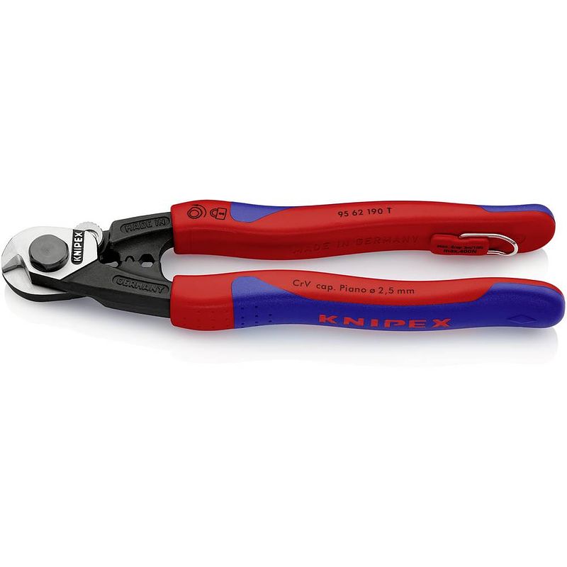 Foto van Knipex 95 62 190 t draadkabelschaar geschikt voor (striptechniek) eindhuls 7 mm 7