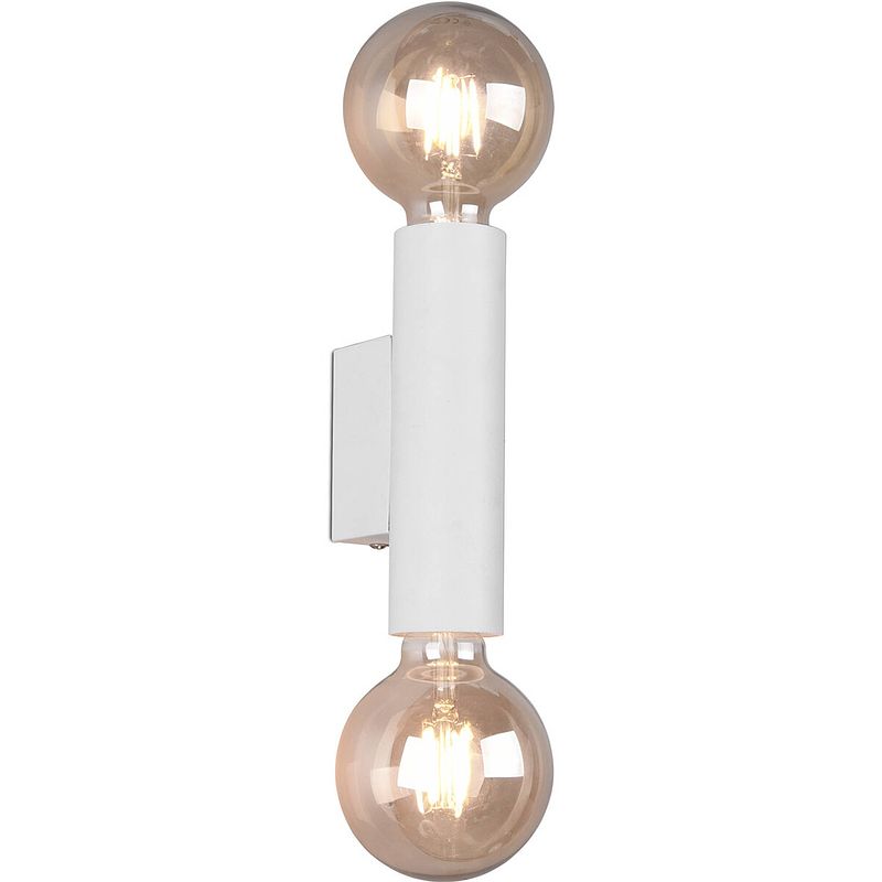 Foto van Led wandlamp - wandverlichting - trion vundon - e27 fitting - 2-lichts - rond - mat wit - aluminium