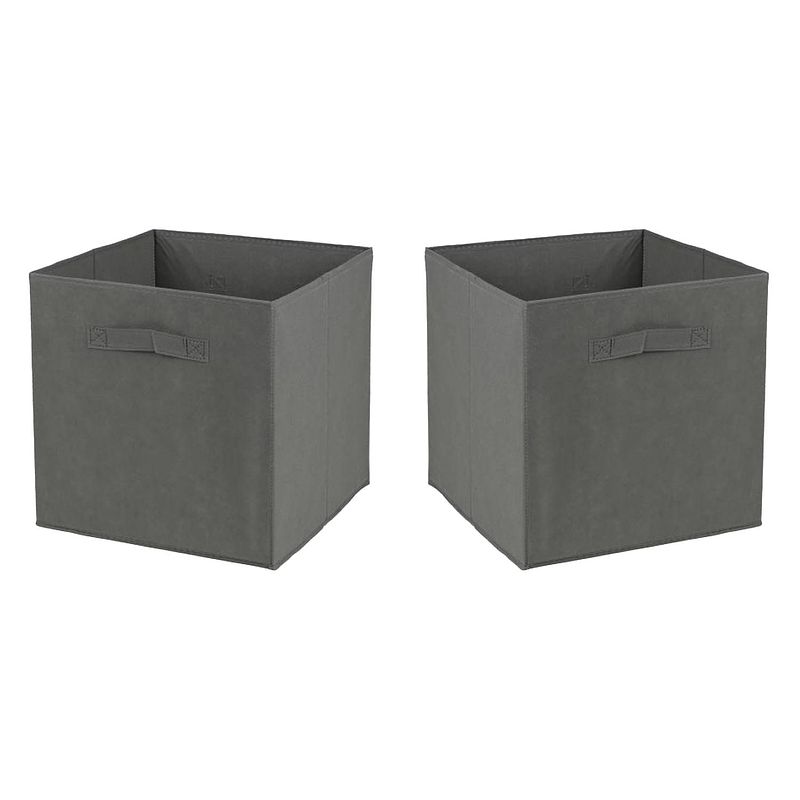 Foto van Urban living opbergmand/kastmand square box - 2x - karton/kunststof - 29 liter - donker grijs - 31 x 31 x 31 cm - opberg