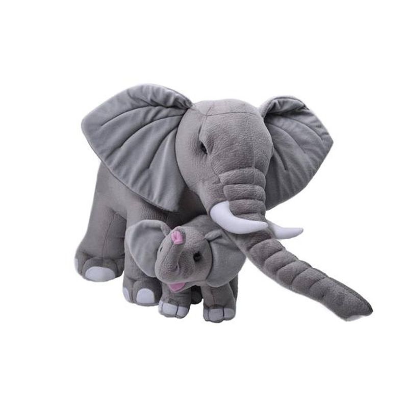 Foto van Wild republic knuffel olifant 40 cm junior pluche grijs 2-delig