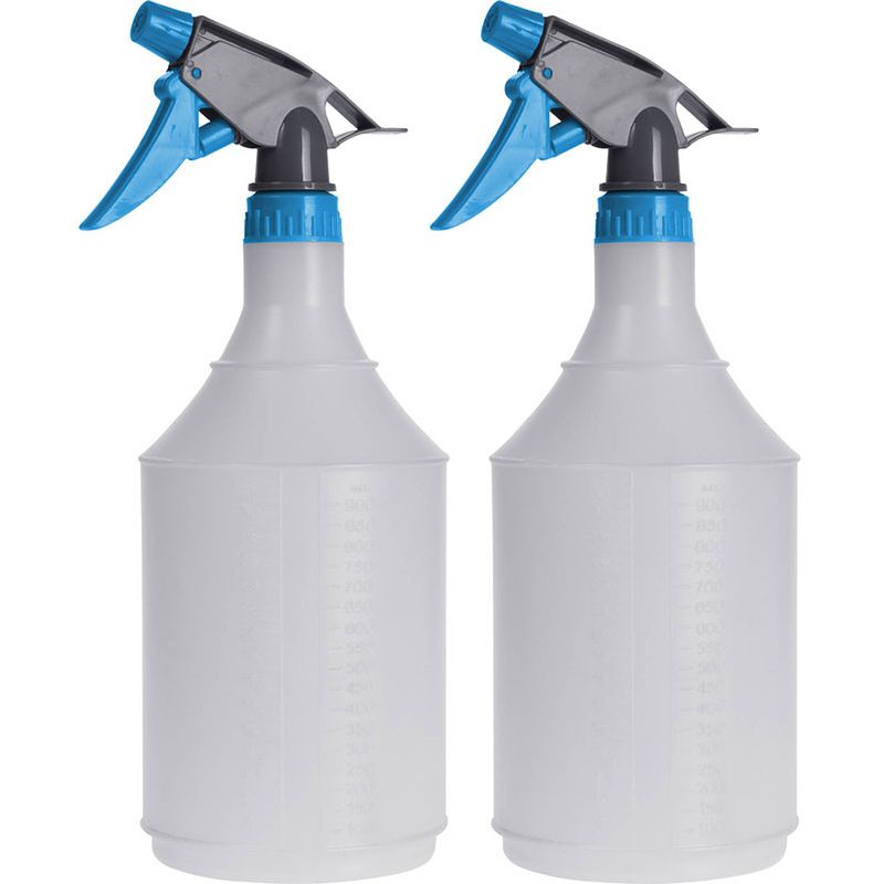 Foto van 2x waterspray plantensproeier grijs/blauw 1 liter - plantenspuiten