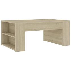 Foto van The living store salontafel sonoma eiken - spaanplaat - 100 x 60 x 42 cm - met opbergschappen