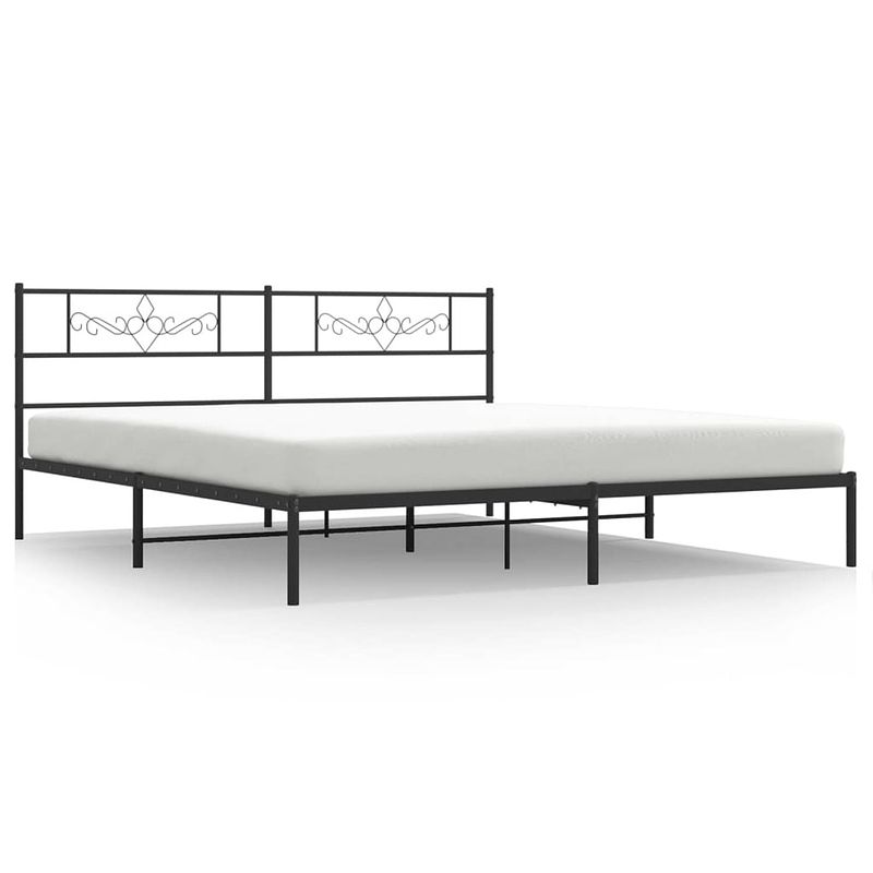 Foto van Vidaxl bedframe met hoofdbord metaal zwart 193x203 cm