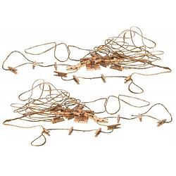 Foto van Chaks kerstkaarten/foto'ss ophangen slinger 2x - met 30x knijpertjes - beige - 300 cm - kerstknijpers