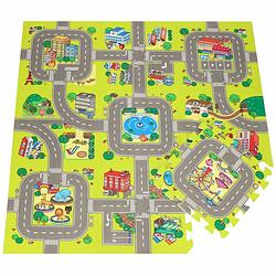 Foto van Speelmat speelmat foam puzzelmat verkeersmat 9 puzzelstukken