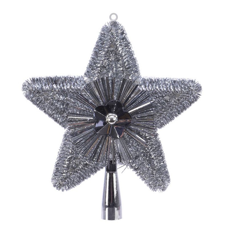 Foto van Kerstboom piek glitters zilver 23 cm - kerstboompieken