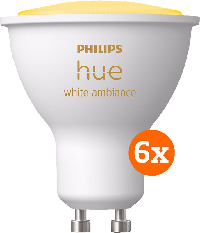 Foto van Philips hue white ambiance gu10 6-pack