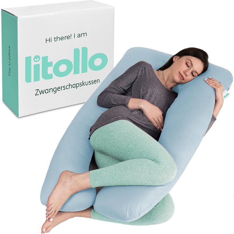 Foto van Litollo® zwangerschapskussen xxl - voedingskussen - lichaamskussen - body pillow - 280cm - afneembare hoes -