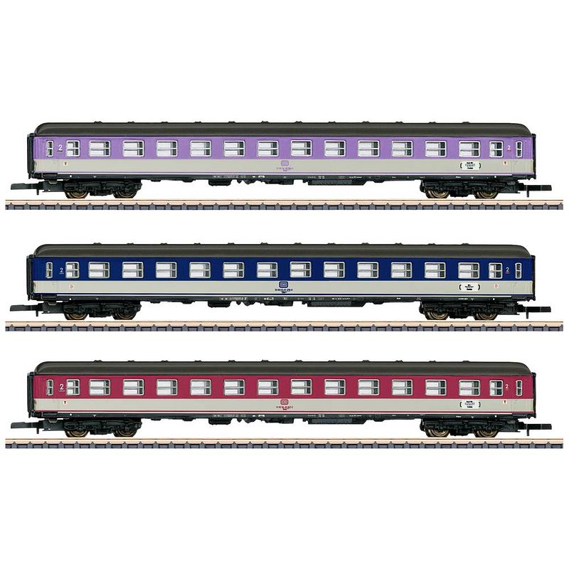 Foto van Märklin 87402 z set van 3 sneltreinrijtuigen in discokleuren, mhi van de db