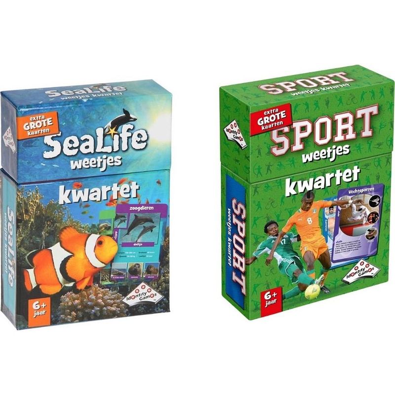 Foto van Spellenbundel - kwartet - 2 stuks - sealife kwartet & sport weetjes kwartet