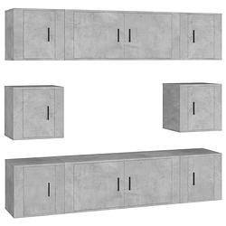 Foto van The living store tv-meubelset - betongrijs - 2x 100 x 34.5 x 40 cm - 6x 40 x 34.5 x 40 cm (l x b x h) - wandgemonteerd