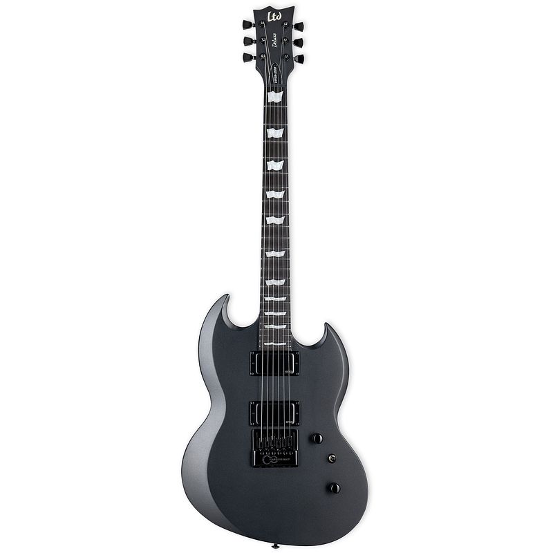 Foto van Esp ltd deluxe viper-1000 evertune charcoal metallic satin elektrische gitaar