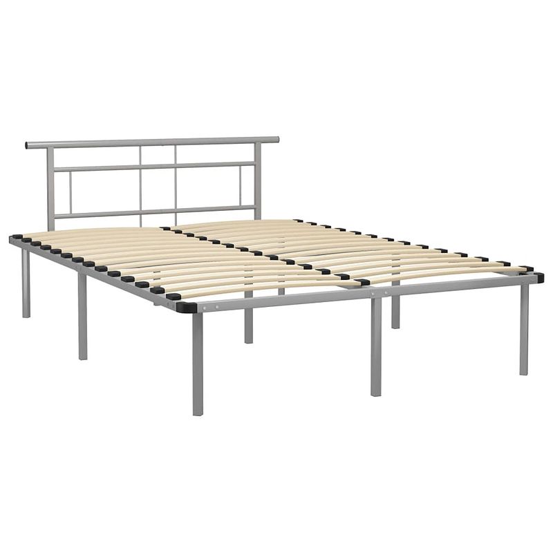 Foto van The living store metalen bedframe - grijs - 140 x 200 cm - massieve constructie van metaal