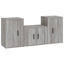 Foto van The living store televisiekastenset - tv-meubel 57x34.5x40 cm - 2x tv-meubel 40x34.5x60 cm - grijs sonoma eiken