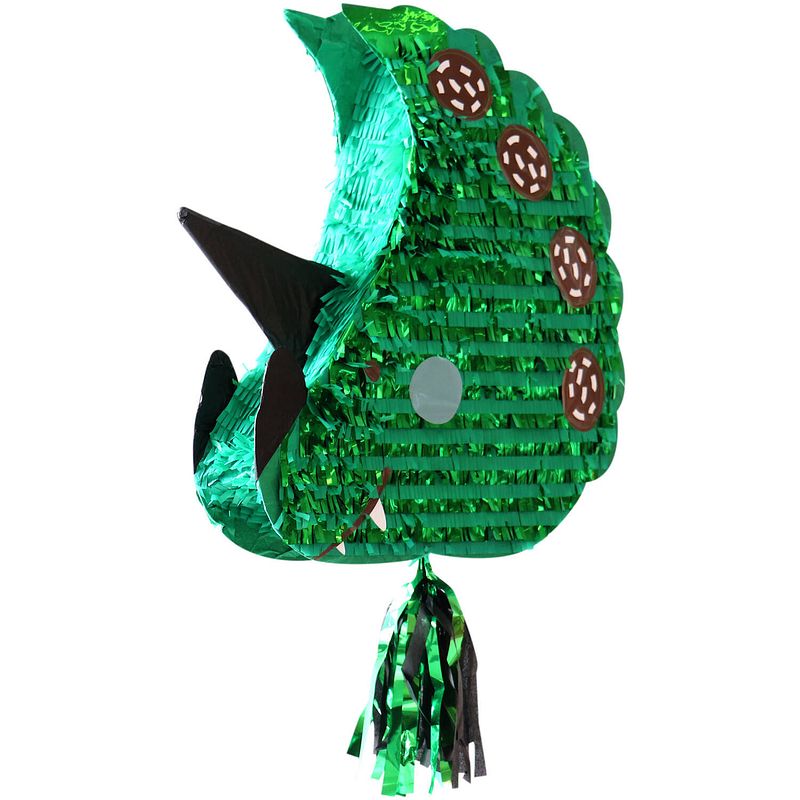 Foto van Folat pinata dino - groen - papier - 45 x 50 cm - feestartikelen verjaardag - pinatas