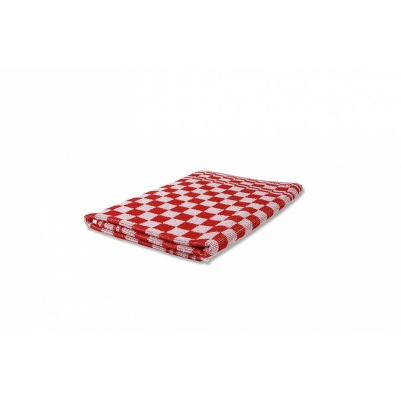 Foto van Weco keukendoek geblokt 60x60 cm rood/wit (6 stuks)