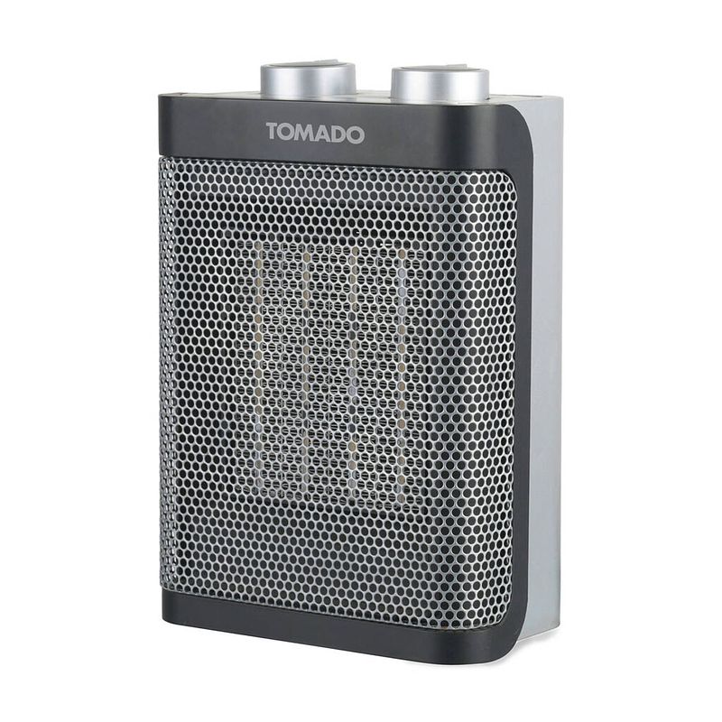 Foto van Tomado thc1501b - keramische kachel - 24m² - 1500 watt - 2 warmtestanden - zwart/grijs