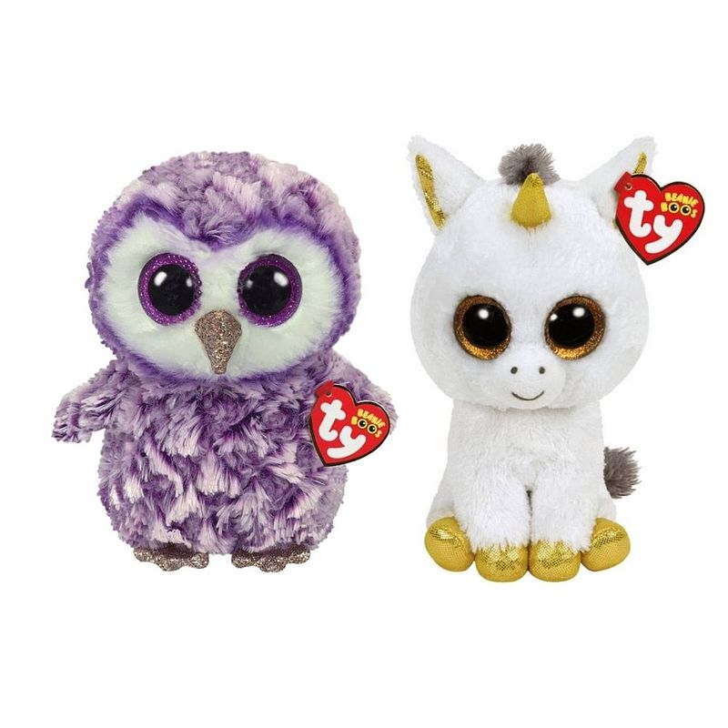 Foto van Ty - knuffel - beanie buddy - moonlight owl & pegasus unicorn