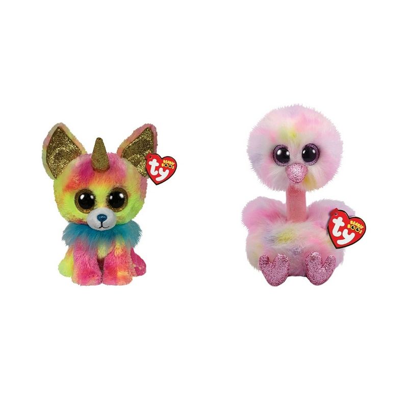 Foto van Ty - knuffel - beanie boo's - yips chihuahua & avery ostrich