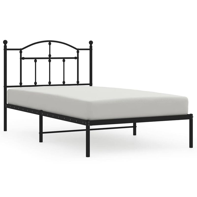 Foto van Vidaxl bedframe met hoofdbord metaal zwart 100x190 cm