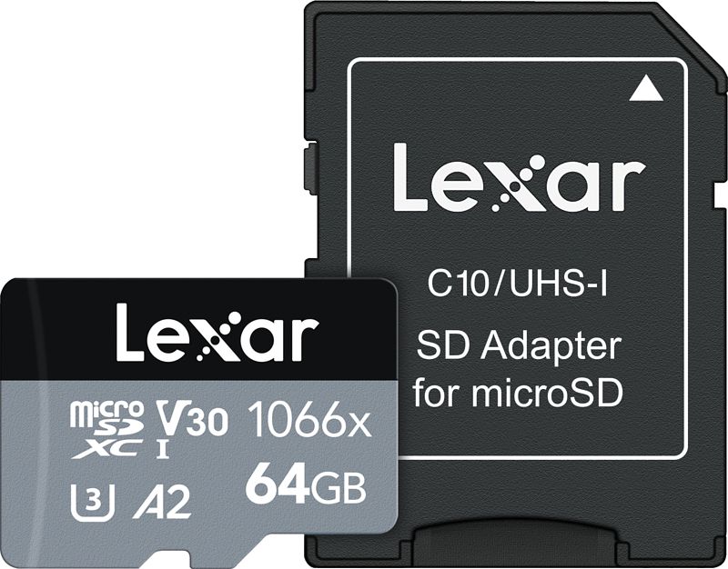 Foto van Lexar professional 1066x silver 64gb microsdxc 160mb/s