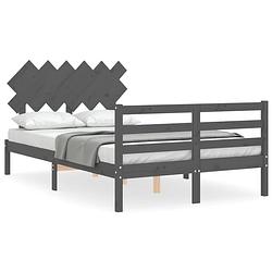 Foto van The living store bedframe - massief grenenhout - 205.5 x 125.5 x 81 cm - grijs