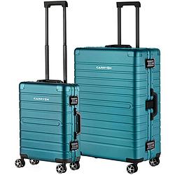 Foto van Carryon kofferset uld - luxe aluminium handbagage koffer 55cm + 76cm grote reiskoffer - blauw