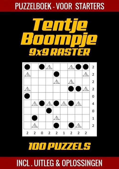 Foto van Tentje boompje - puzzelboek voor starters - 100 puzzels incl. uitleg en oplossingen - 9x9 raster - puzzelboek shop - paperback (9789403701233)