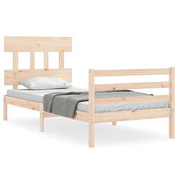 Foto van The living store bed grenenhout massief - 205.5 x 105.5 x 81 cm - multiplex lattenbodem - functioneel hoofd- en