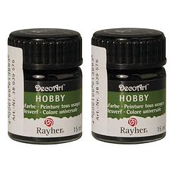 Foto van 2x acrylverf/hobbyverf zwart 15 ml hobby materiaal - hobbyverf