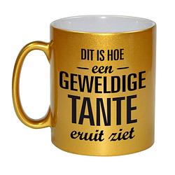 Foto van Gouden geweldige tante cadeau koffiemok / theebeker 330 ml - feest mokken