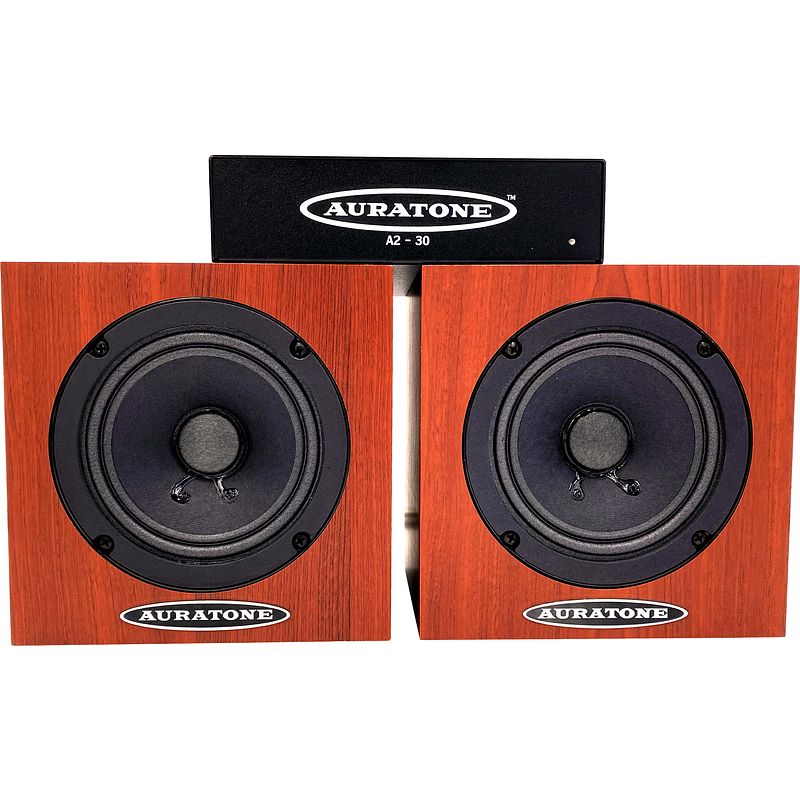 Foto van Auratone 5c woodgrain pair + a2-30 bundle passieve studiomonitoren (set van 2)