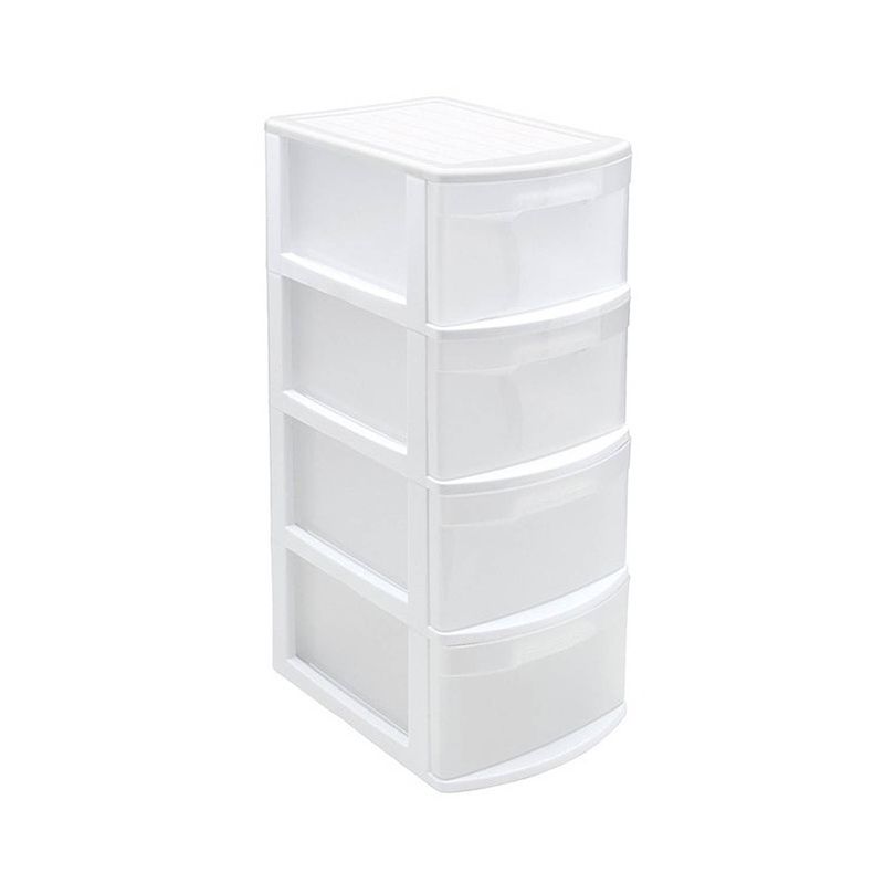 Foto van Ladeblok/bureau organizer met 4x lades wit/transparant l39 x b28.5 x h78 cm - ladeblok