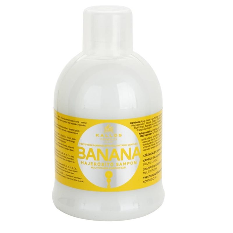 Foto van Kjmn banaanversterkende shampoo met multivitamine complex haarversterkende shampoo 1000ml