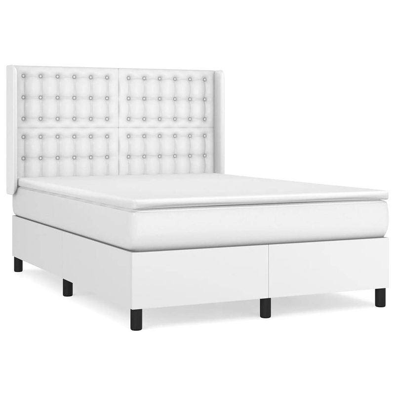 Foto van The living store bedframe boxspring - 193x147x118/128 cm - kunstleer - pocketvering