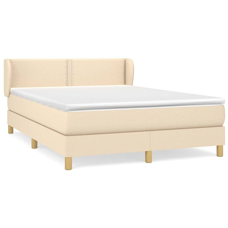 Foto van Vidaxl boxspring met matras stof crèmekleurig 140x190 cm