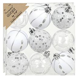 Foto van Inge christmas goodz kerstballen-18x st- 6 cm - kunststof - zilver/wit - kerstbal