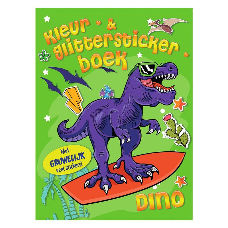 Foto van Mondikaarten kleur& glitter stickerboek dino