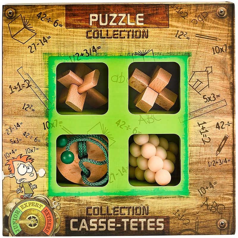 Foto van Eureka 3d puzzle breinbrekerset junior wooden 4-delig groen